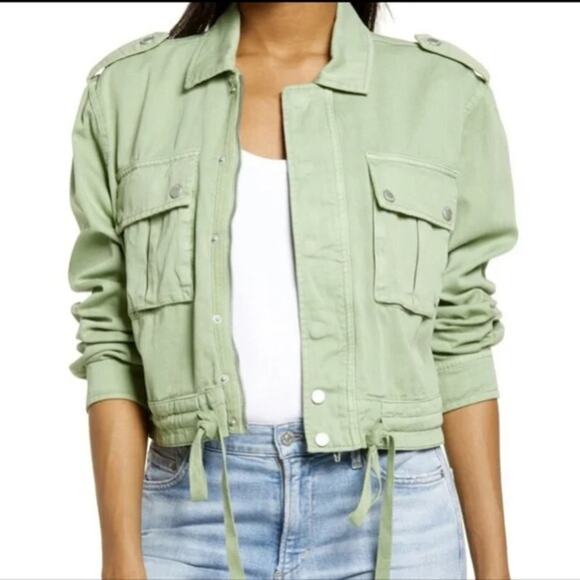 Blank NYC Green Twill Utility Zip up Jacket Womens Size XS - Picture 1 of 9